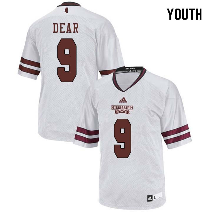 Youth #9 Malik Dear Mississippi State Bulldogs College Football Jerseys Sale-White - Click Image to Close